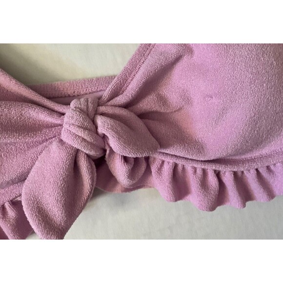 Ninety-Nine Degrees Front Tie Ruffle Bralette Top And Banded Hipster Bottoms - L - Picture 4 of 8